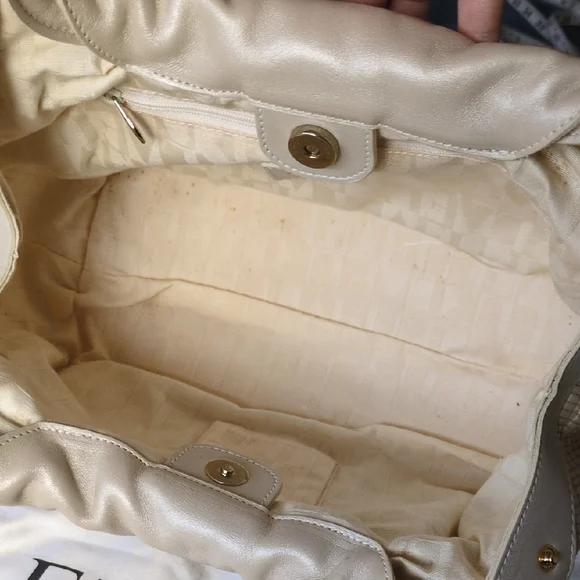 Furla Cream Woven Bag with Gold Accent - Picture 5 of 11